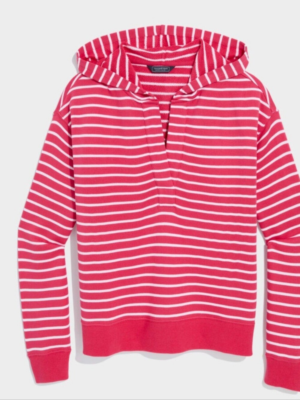 Vineyard Vines Pink and White Striped Hooded Pullover